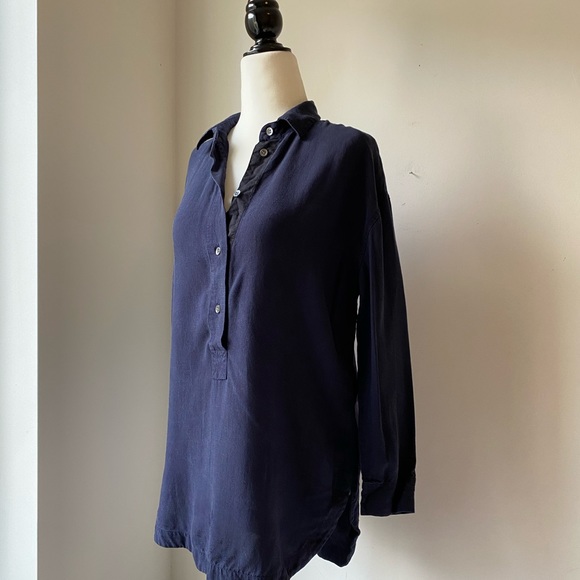 Preppy J Crew drapey Oxford button up shirt tunic - Picture 3 of 12